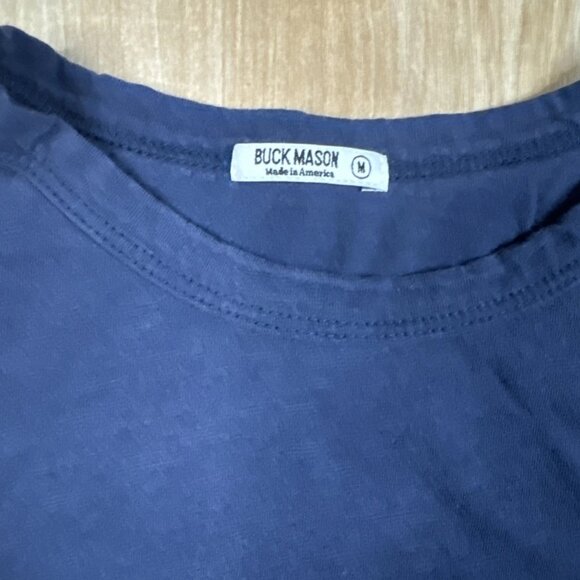 Buck Mason T-Shirt Short Sleeve Navy Blue 100% Cotton Mens Size Medium - Picture 2 of 5
